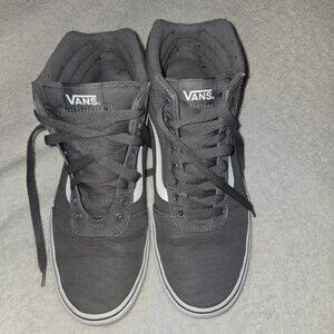 VANS Mens Ward Hi Top Off the Wall Gray Canvas Sneakers, Size: 11